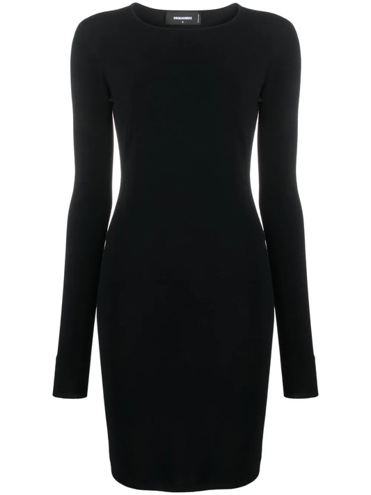 Open-Back Fine-Ribbed Minidress