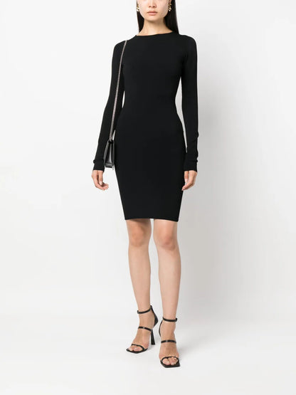 Open-Back Fine-Ribbed Minidress