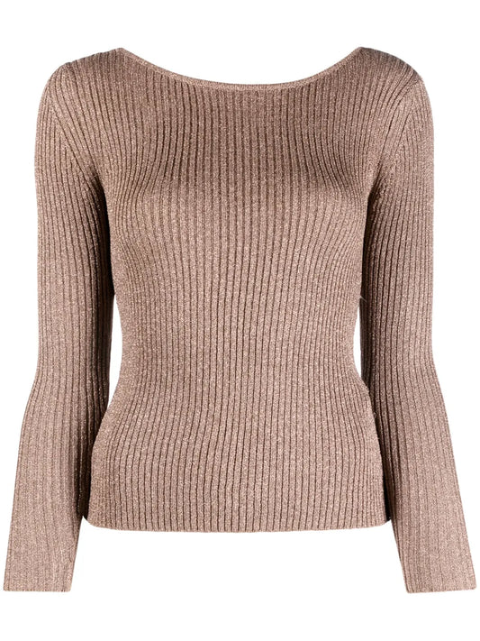 Cut-Out Metallic-Knit Top