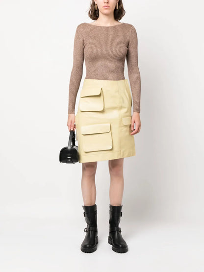 Cut-Out Metallic-Knit Top