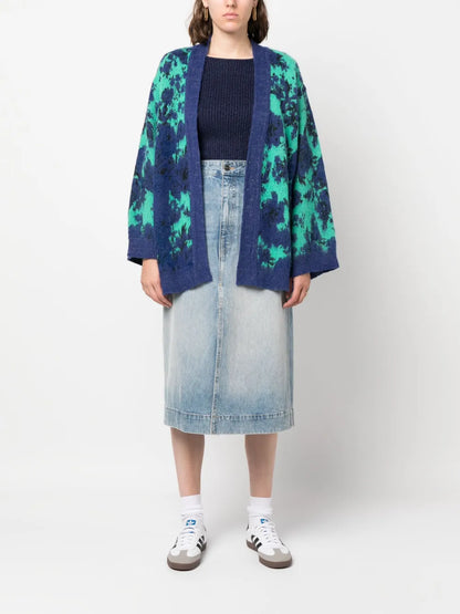 Floral Intarsia-Knit Cardigan