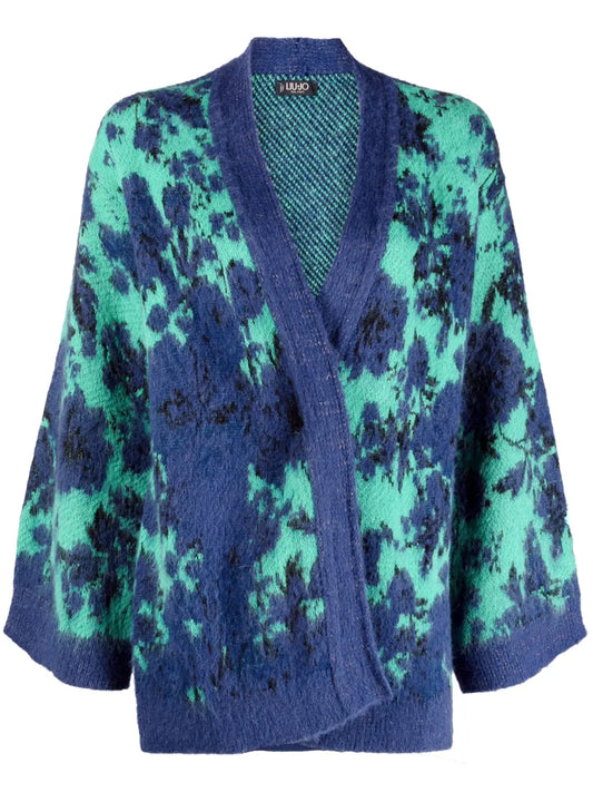Floral Intarsia-Knit Cardigan