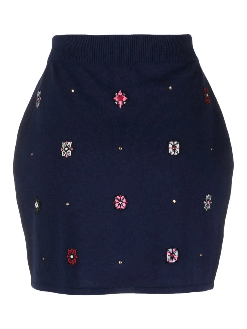 Floral-Motif Cashmere-Cotton Straight Skirt