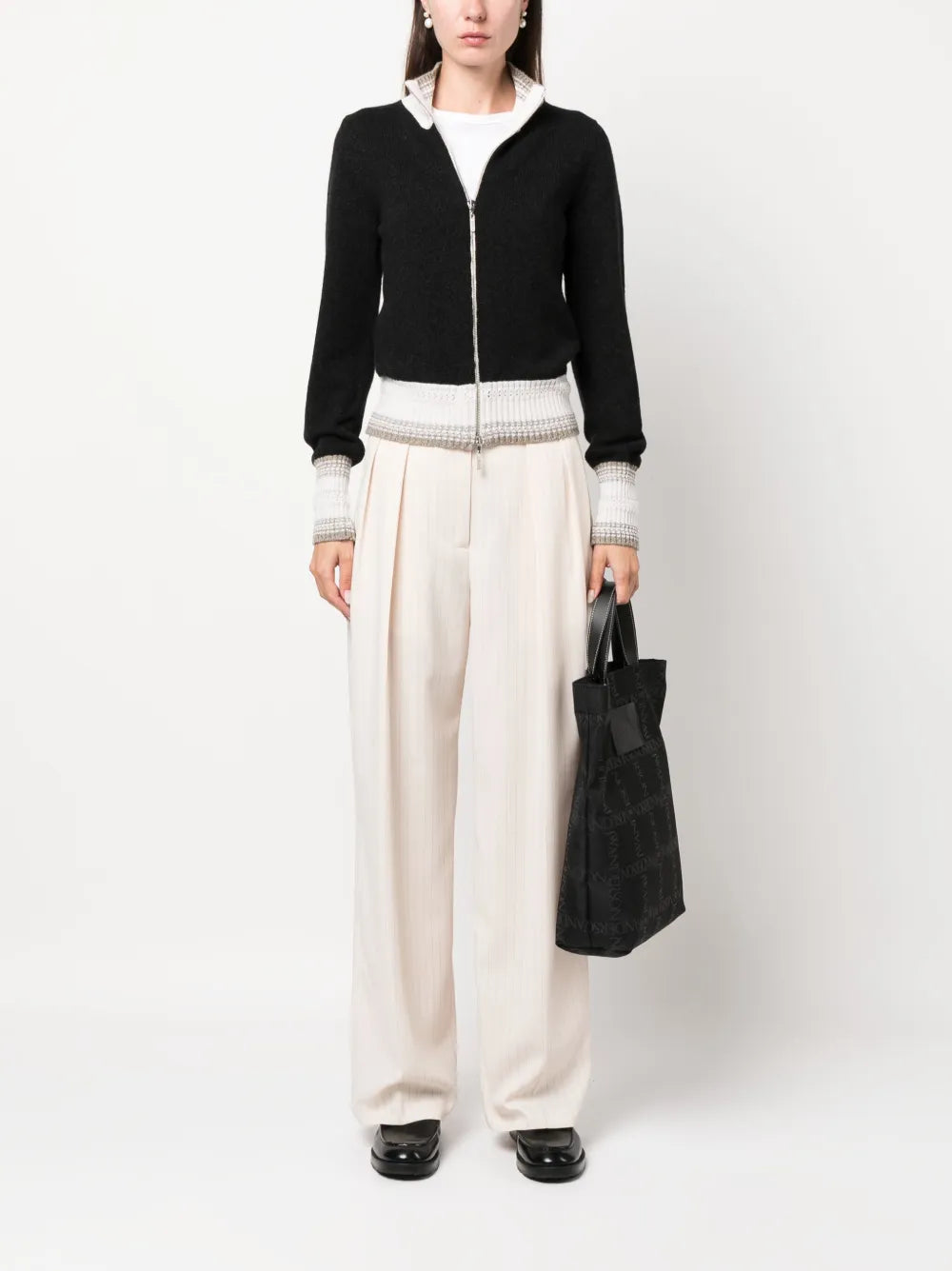 Mottled Zip-Up Cashmere Cardigan