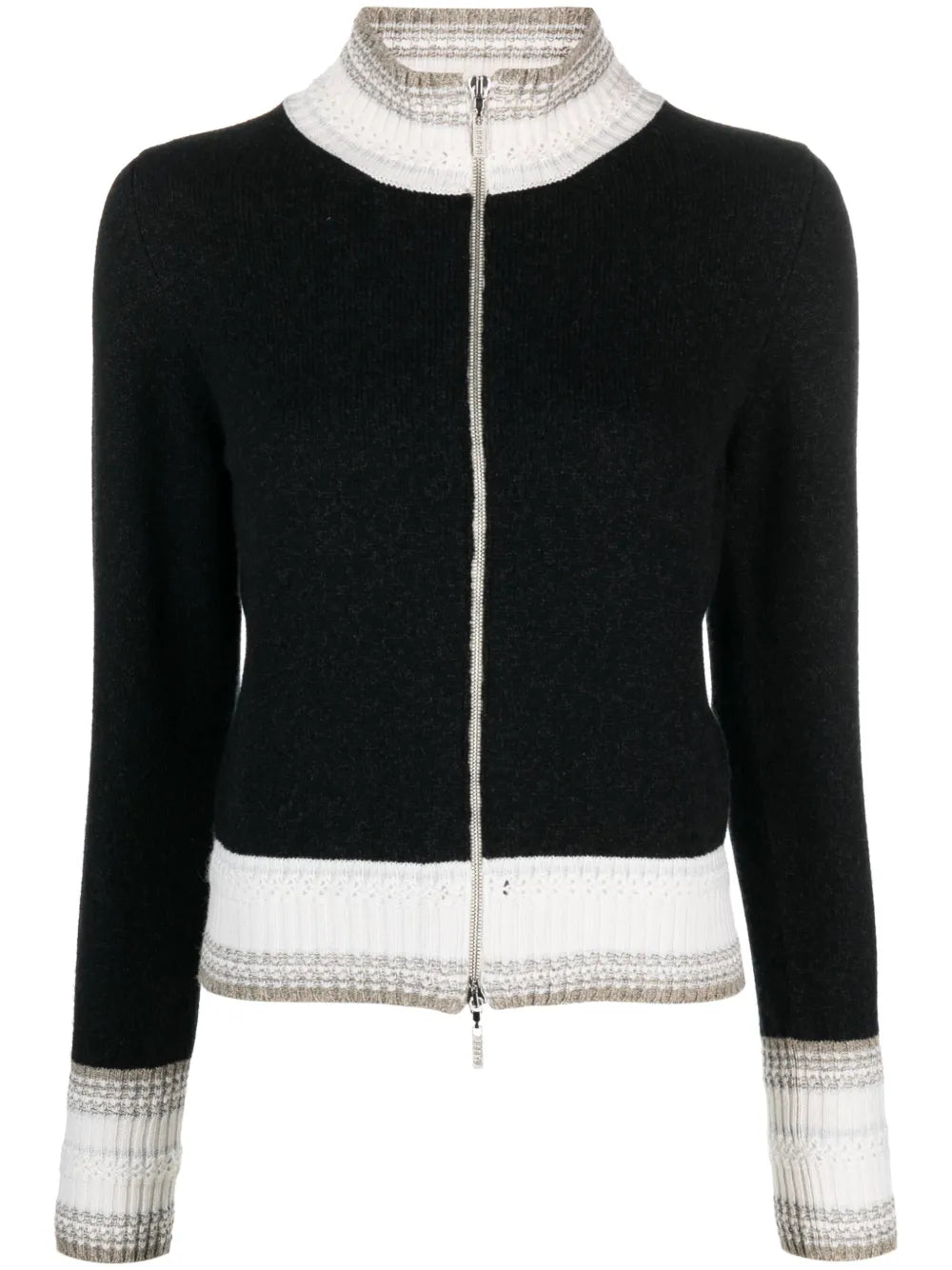 Mottled Zip-Up Cashmere Cardigan