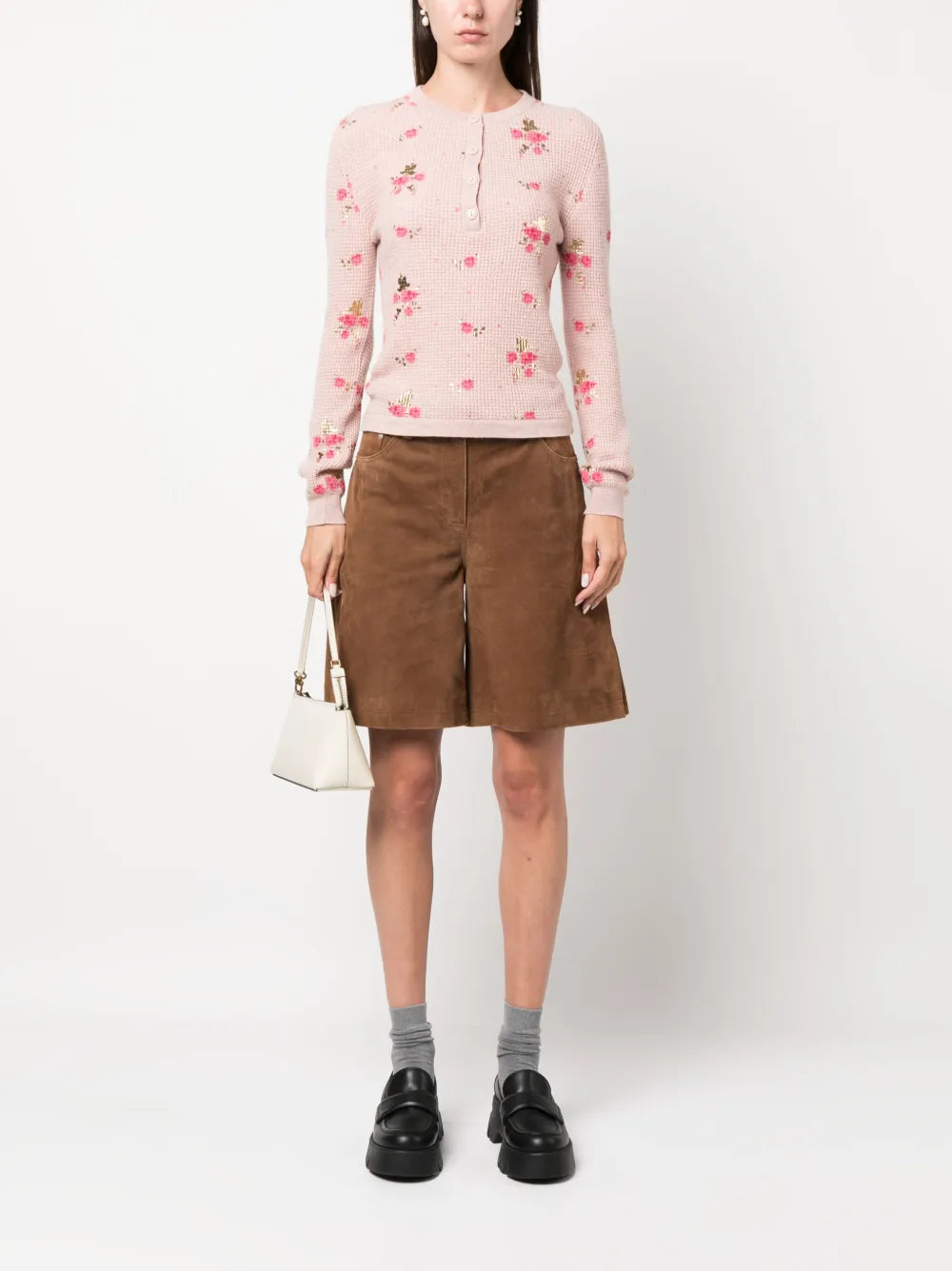 Floral-Print Waffle-Knit Jumper