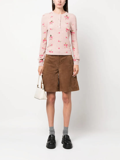 Floral-Print Waffle-Knit Jumper
