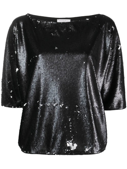 Short-Sleeve Sequin Top