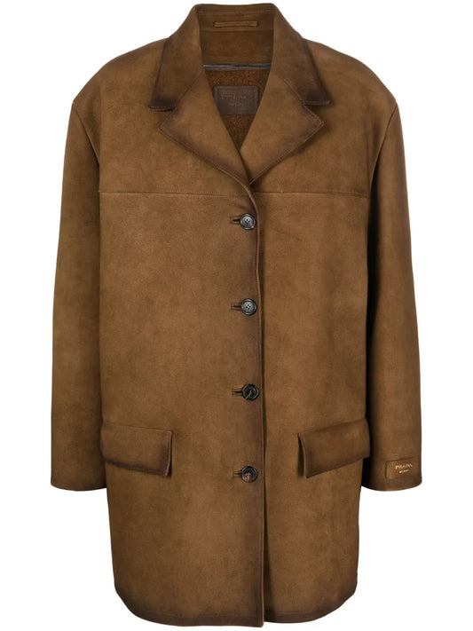 Single-Breasted Suede Coat