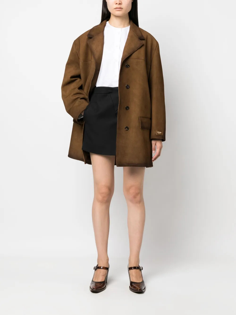 Single-Breasted Suede Coat