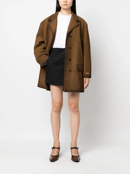 Single-Breasted Suede Coat