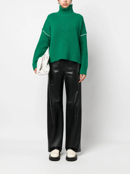 Contrasting-Stitch Knitted Jumper