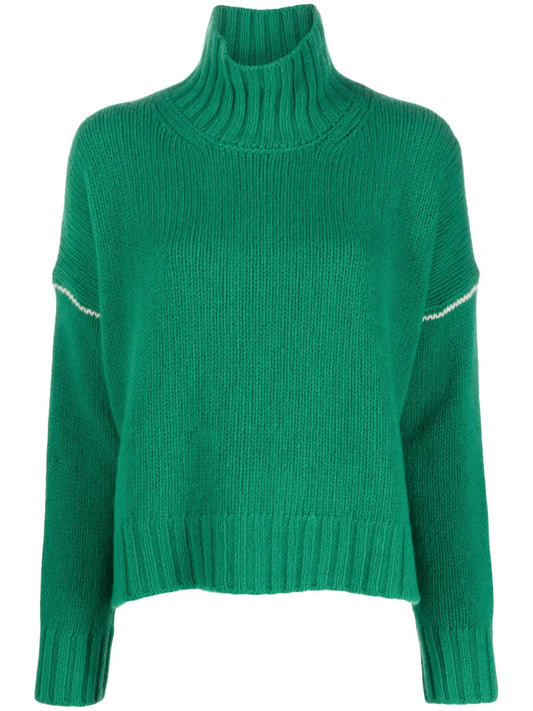Contrasting-Stitch Knitted Jumper