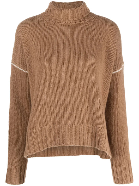 Contrasting-Stitch Knitted Jumper