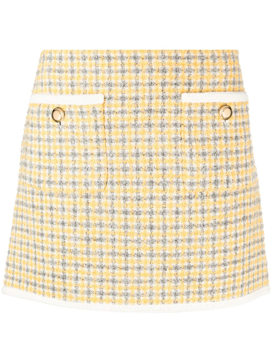 Bouclé Check-Pattern Miniskirt