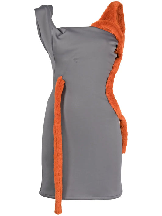 Faux-Fur Trim Sleeveless Minidress