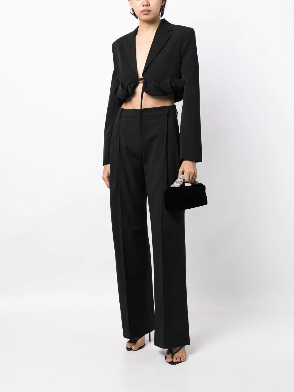 Wide-Leg Pleated Trousers