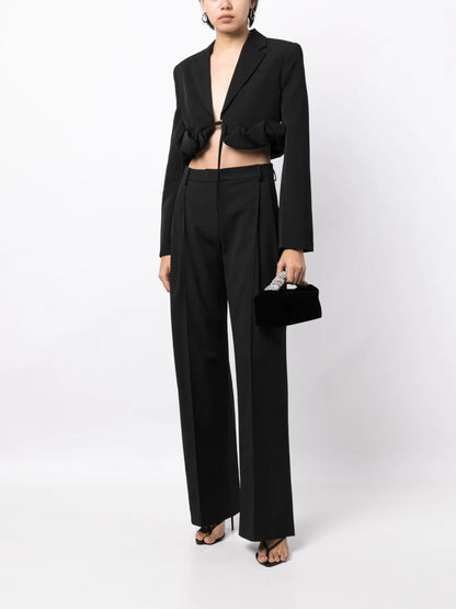 Wide-Leg Pleated Trousers