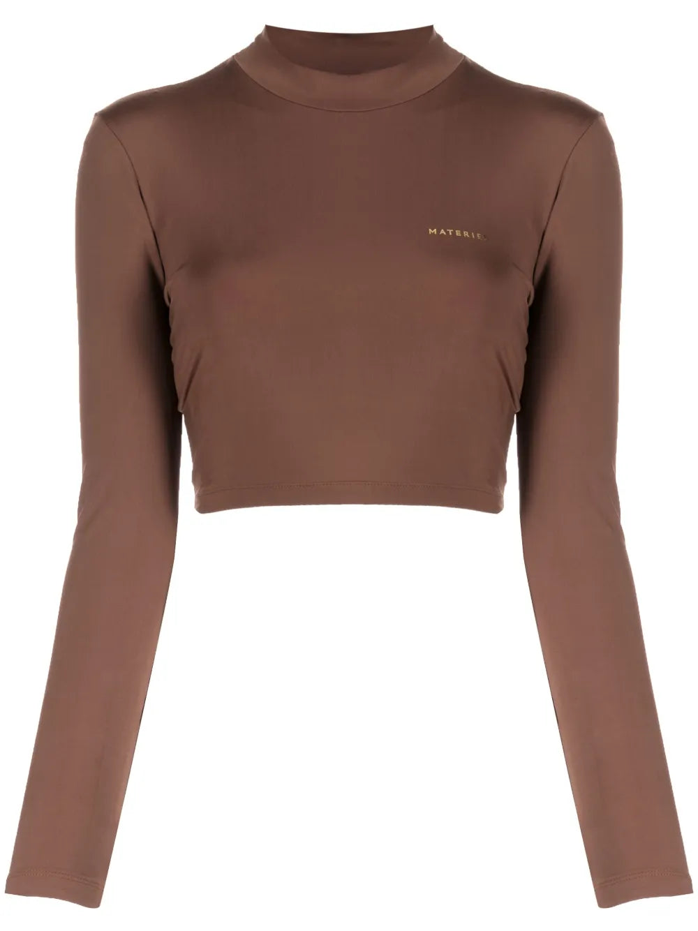 Laminated-Logo Roll-Neck Top