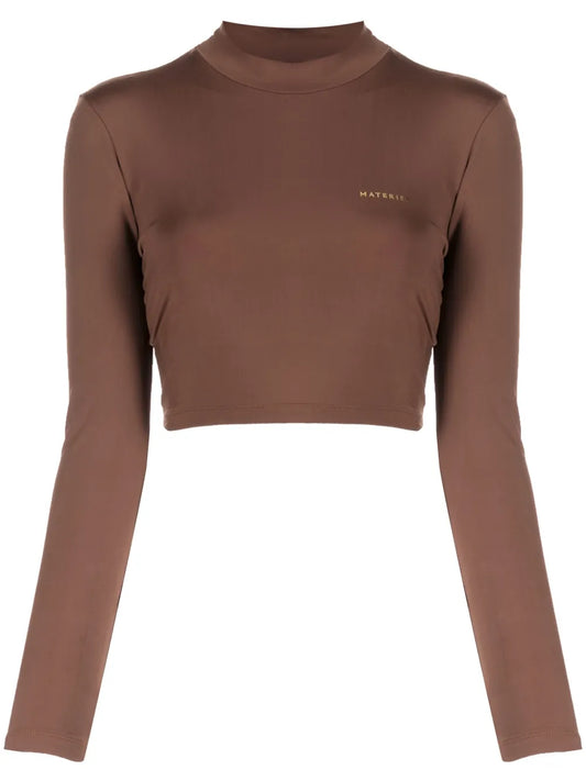 Laminated-Logo Roll-Neck Top