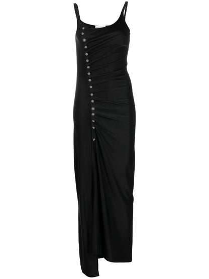 Asymmetric Satin Maxi Dress