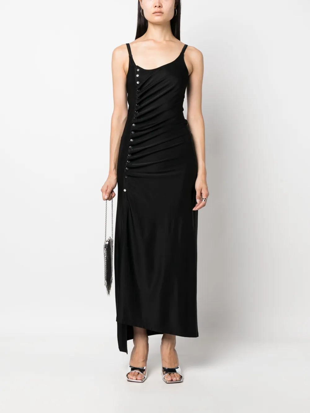 Asymmetric Satin Maxi Dress