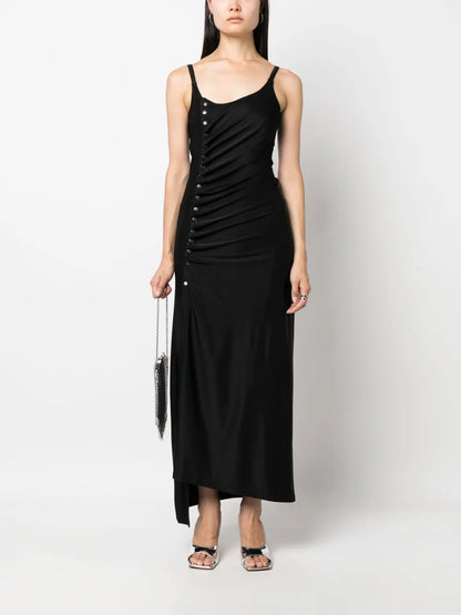 Asymmetric Satin Maxi Dress