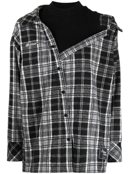 Layered Check-Pattern Shirt