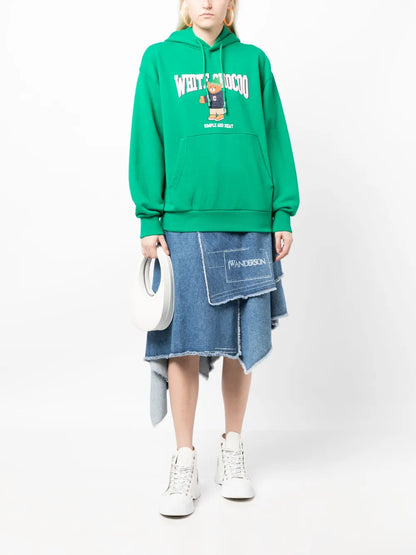 Bear-Print Cotton Hoodie