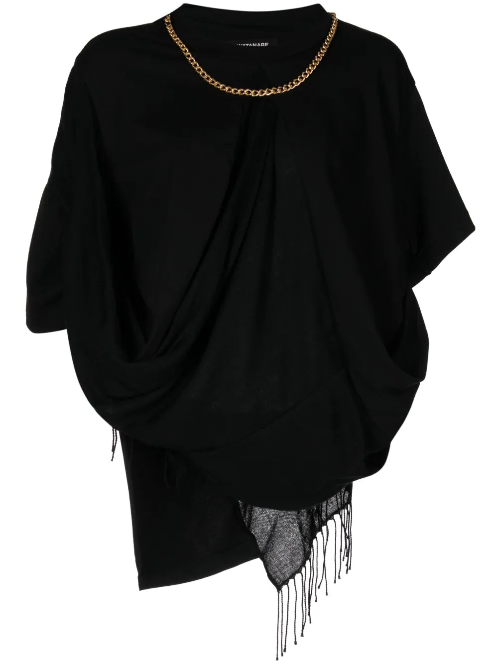 Fringe-Detail Draped Top