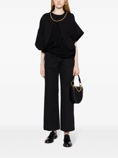 Fringe-Detail Draped Top