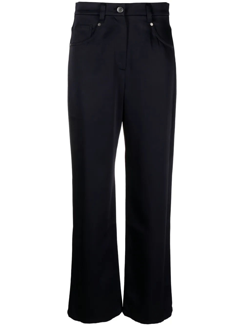 Straight-Leg Satin-Finish Trousers