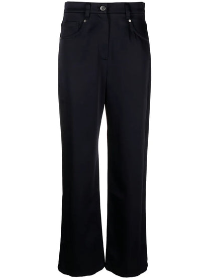 Straight-Leg Satin-Finish Trousers