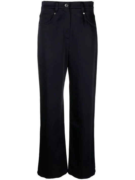 Straight-Leg Satin-Finish Trousers
