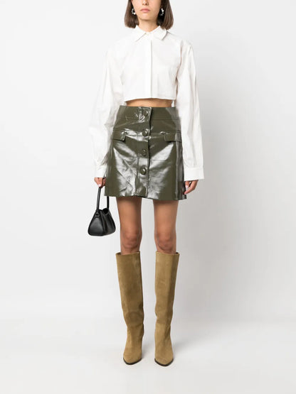 Patent-Finish A-Line Miniskirt