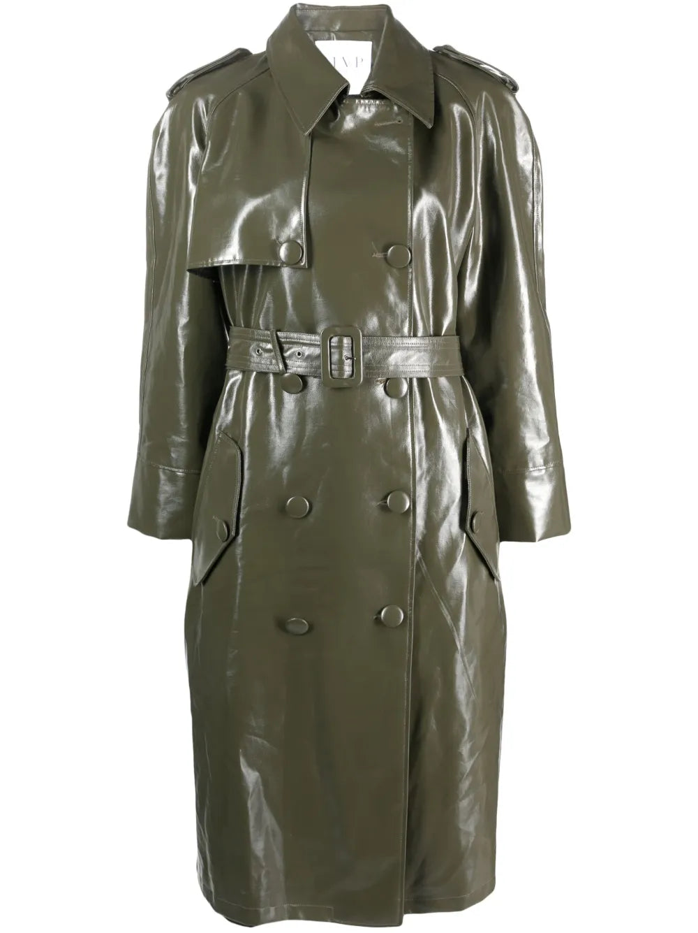 Double-Breasted Patent Trench Coat