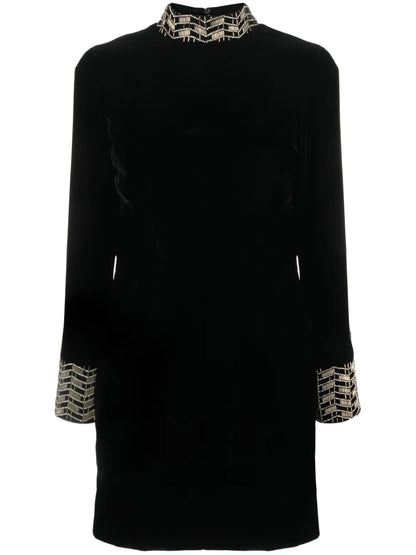 Open-Back Velour Minidress