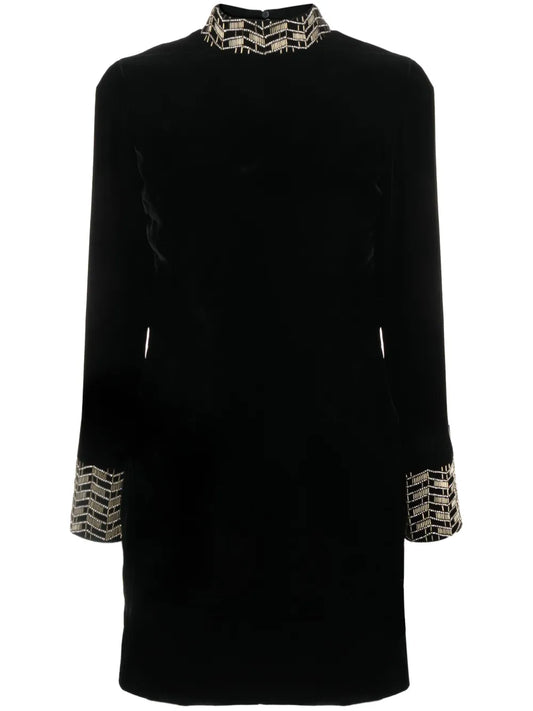 Open-Back Velour Minidress