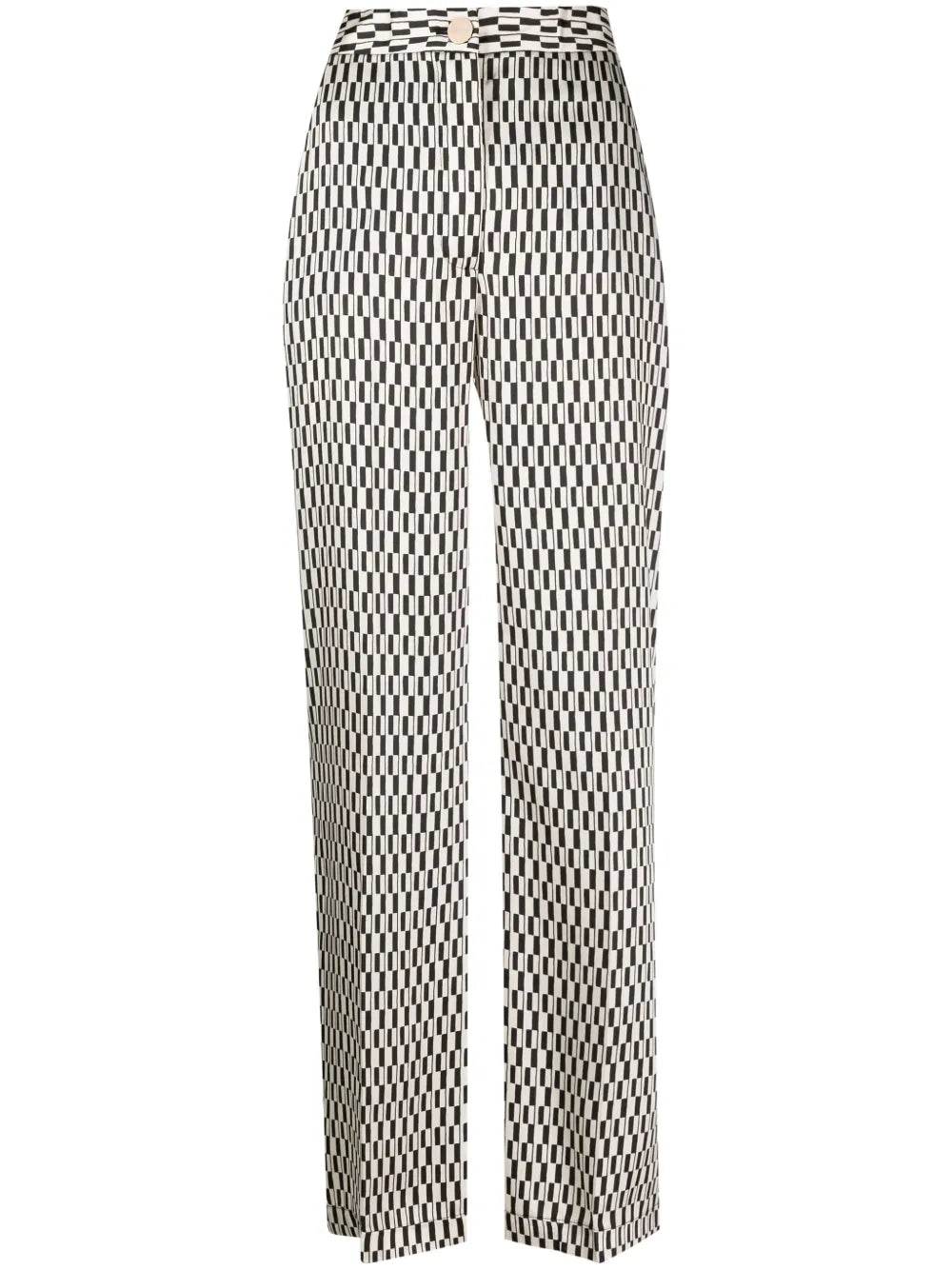 Geometric-Print Straight-Leg Trousers