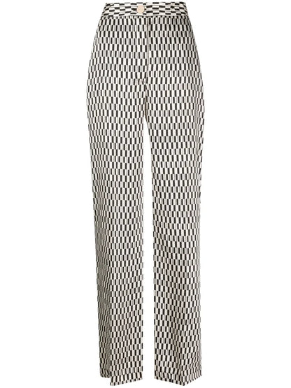 Geometric-Print Straight-Leg Trousers