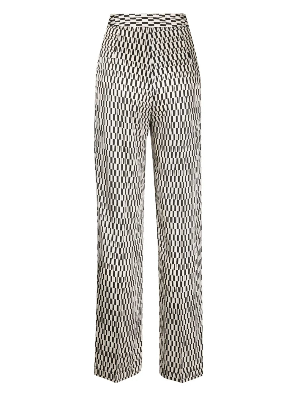 Geometric-Print Straight-Leg Trousers
