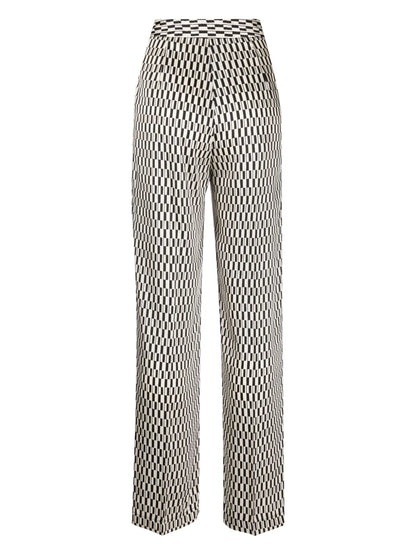 Geometric-Print Straight-Leg Trousers