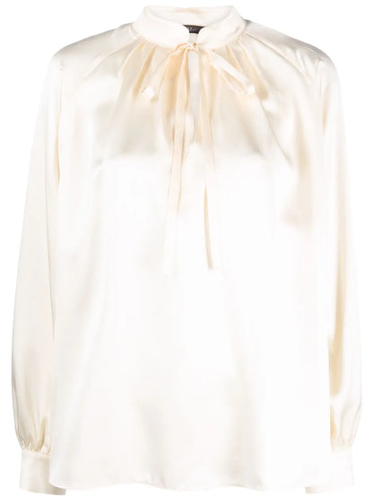 Tie-Fastening Silk Blouse