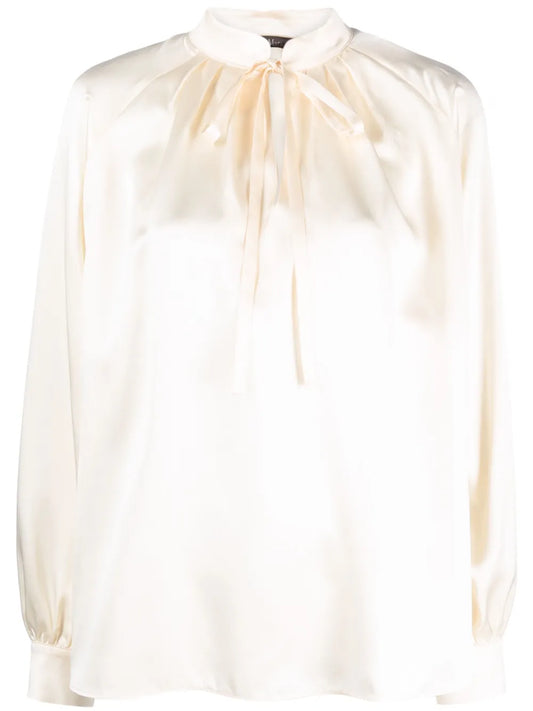 Tie-Fastening Silk Blouse