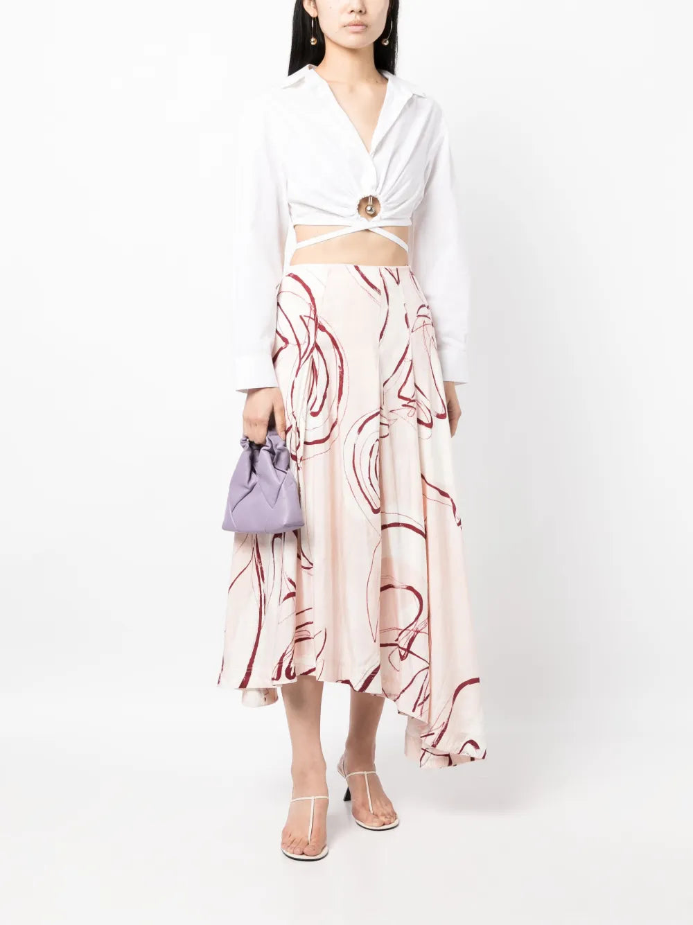 Jeanne Abstract-Print Midi Skirt