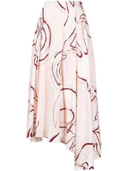 Jeanne Abstract-Print Midi Skirt