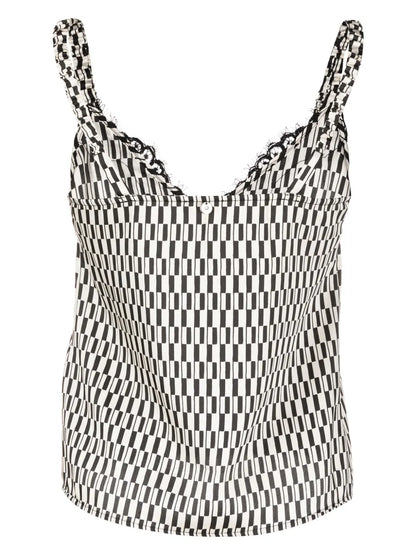 Geometric-Pattern Sleeveless Top
