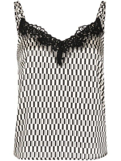 Geometric-Pattern Sleeveless Top