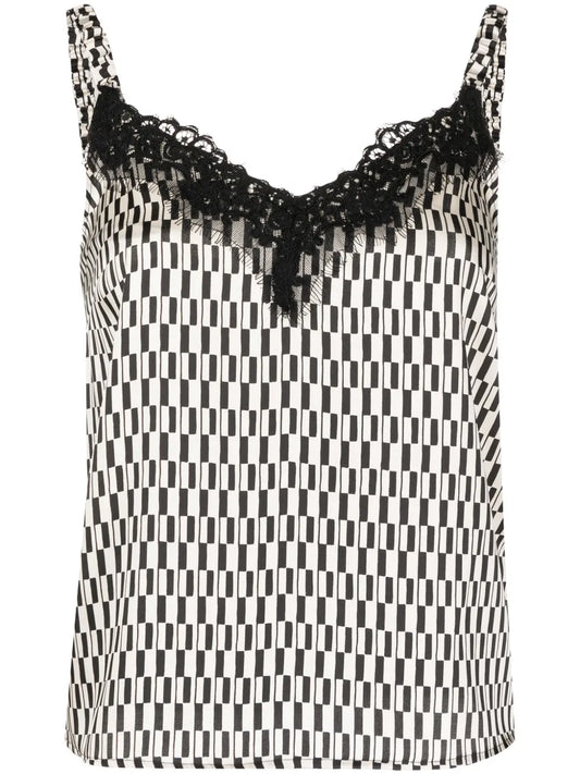 Geometric-Pattern Sleeveless Top