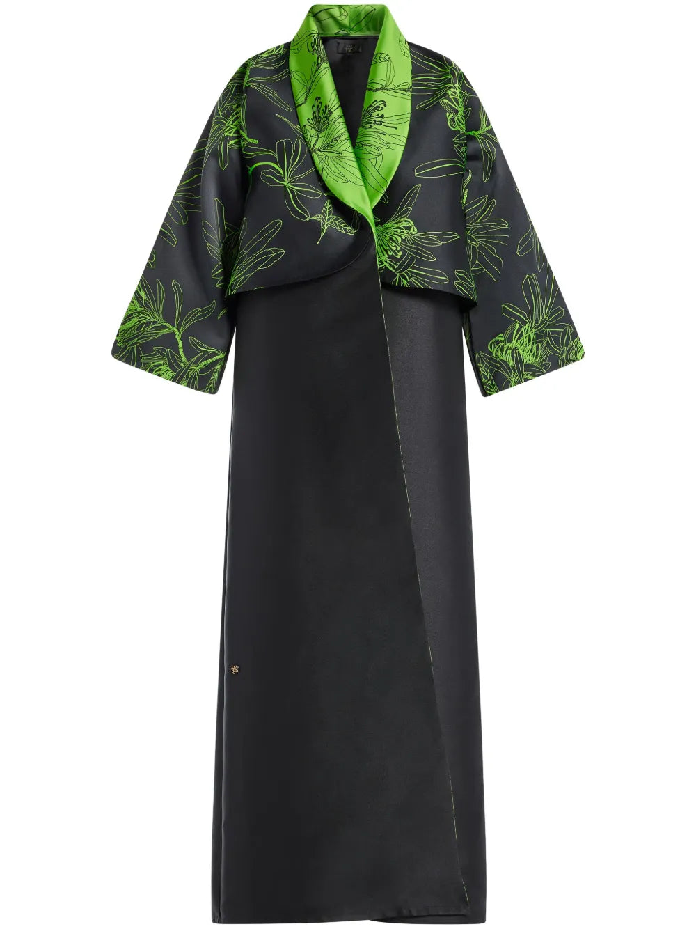 Mikado Floral-Print Abaya